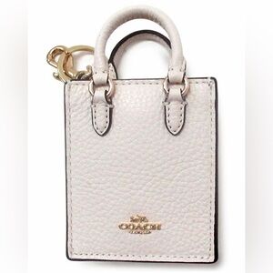 Coach Cream Textured Mini Bag Keychain